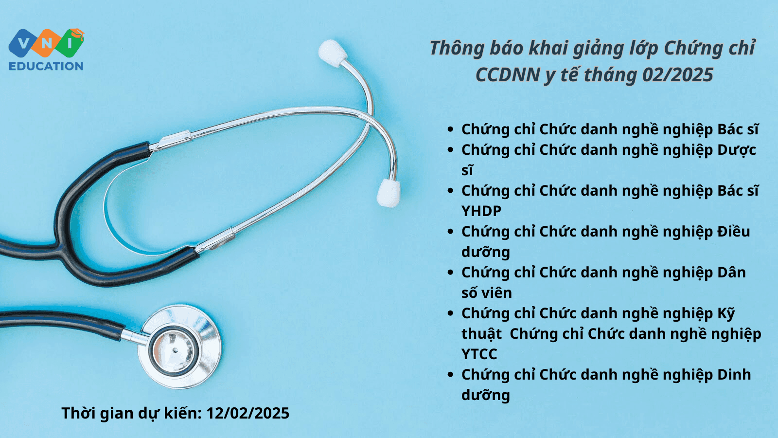 Khai giảng các lớp chứng chỉ chức danh nghề nghiệp y tế tháng 02/2025