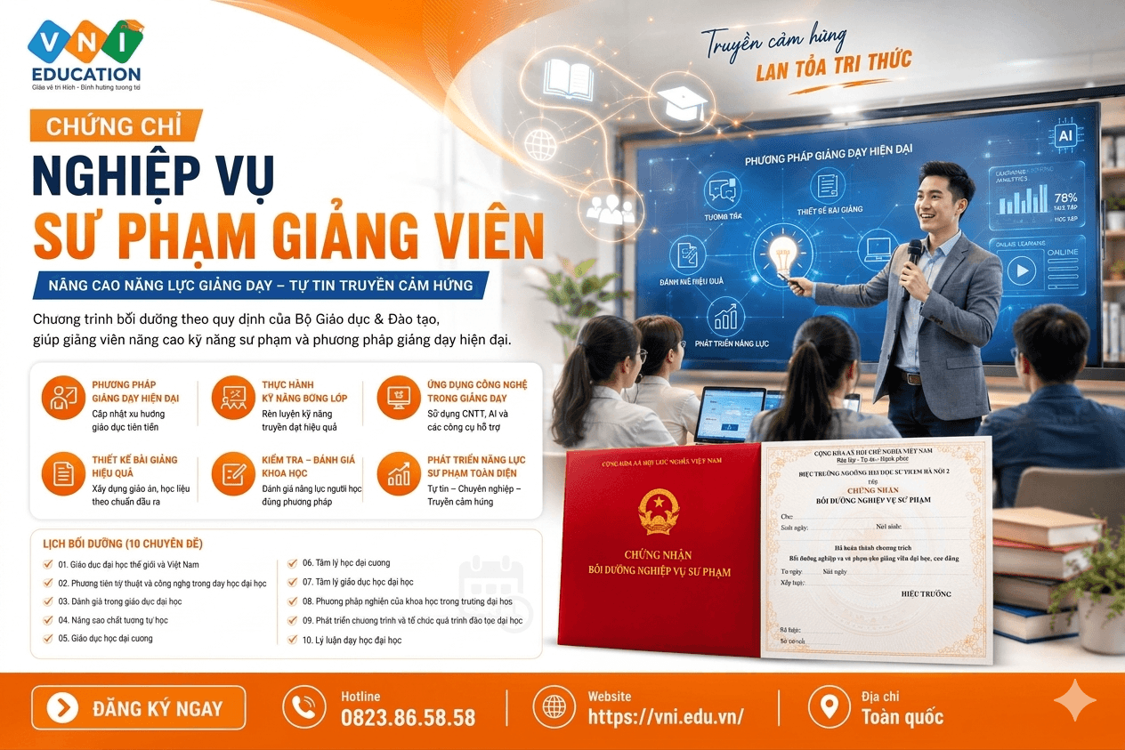 Nghiệp vụ Sư phạm Giảng viên 2026: Điều kiện học, đối tượng và hồ sơ đăng ký mới nhất