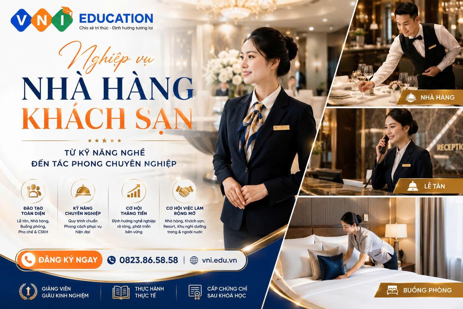 Trung cấp Nhà hàng Khách sạn: Đối tượng, chương trình đào tạo và cơ hội việc làm năm 2026