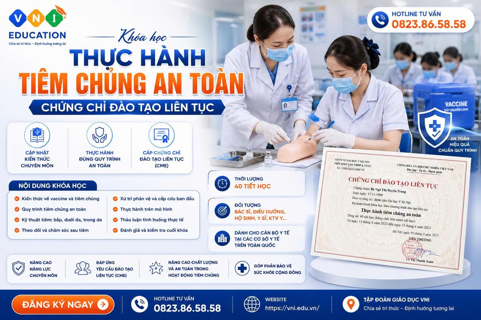 Chứng chỉ Thực hành tiêm chủng an toàn: Đối tượng, chương trình bồi dưỡng và cập nhật quy định hiện hành áp dụng năm 2026