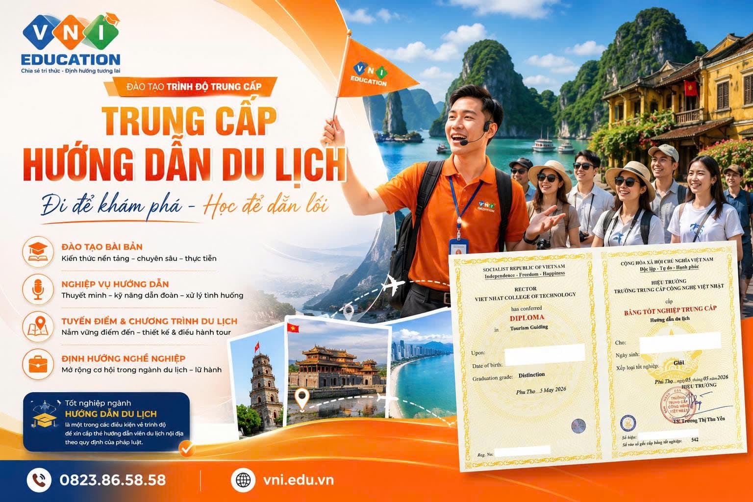 Trung cấp Hướng dẫn du lịch 2026: Học gì, học bao lâu, ra trường làm gì?