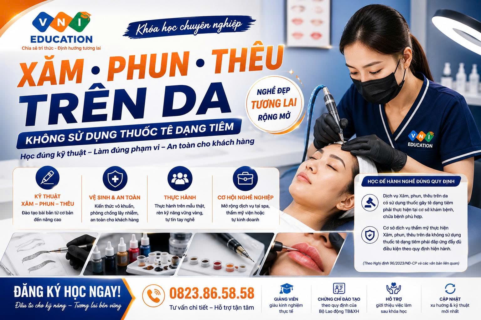Xăm, phun thêu trên da không sử dụng thuốc tê dạng tiêm: Quy định cần biết năm 2026