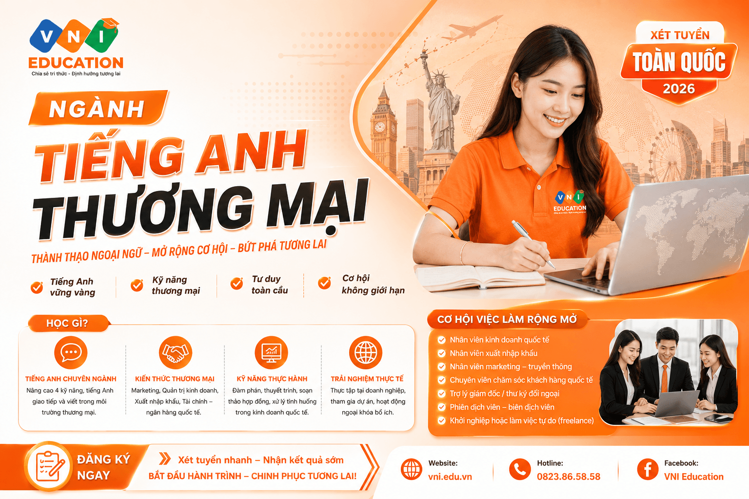Biết tiếng Anh thôi đã đủ? Vì sao nên học ngành Tiếng Anh thương mại năm 2026?