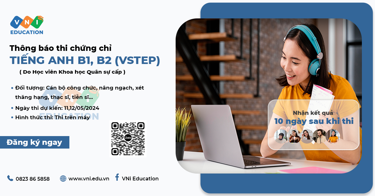 Tổ chức thi chứng chỉ Tiếng Anh B1, B2 (VSTEP)