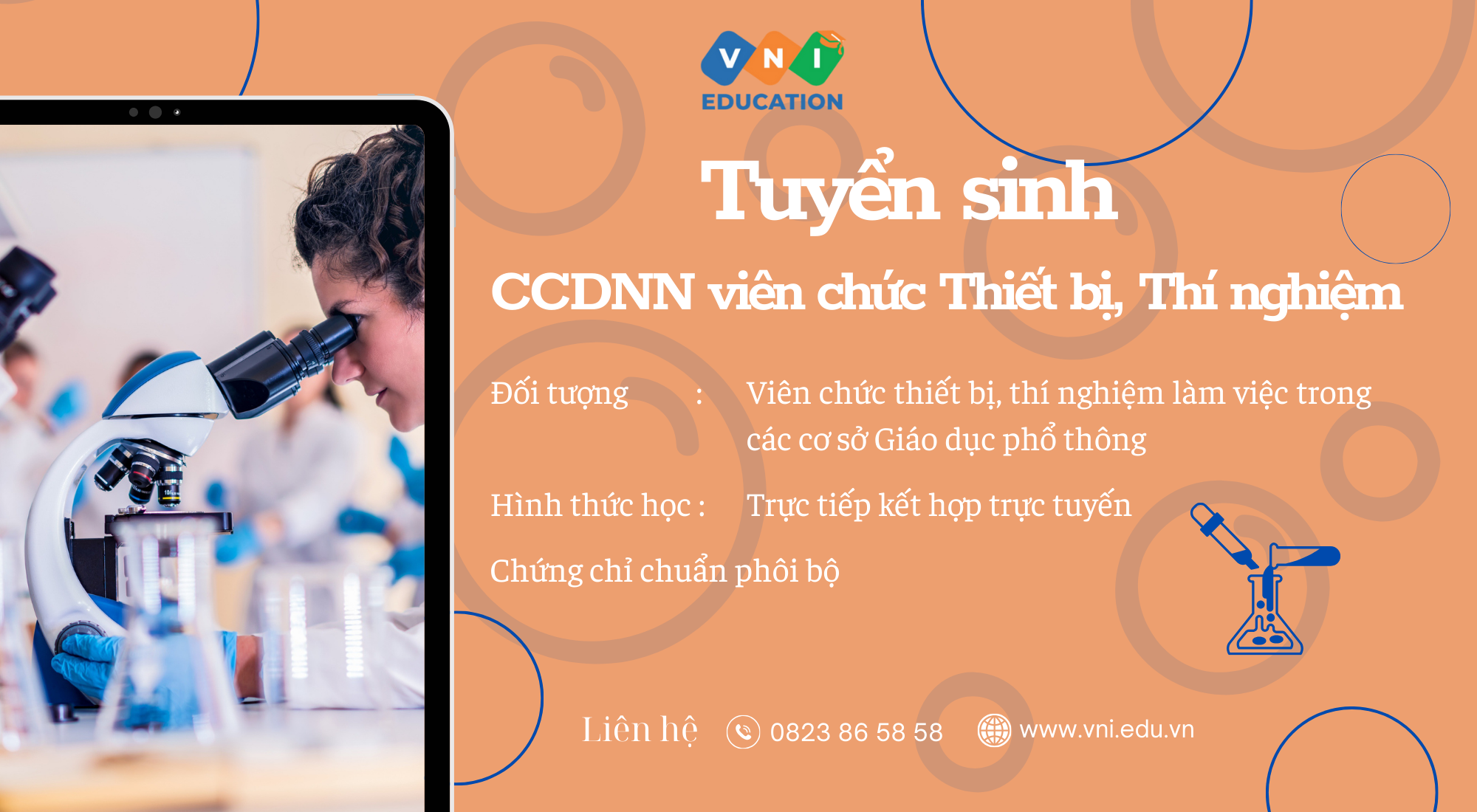 Tuyển sinh lớp bồi dưỡng theo tiêu chuẩn chức danh nghề nghiệp viên chức Thiết bị, Thí nghiệm tháng 06/2024