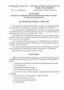Văn bản quyết định ban hành chương trình bồi dưỡng nhân viên y tế tại cơ sở giáo dục