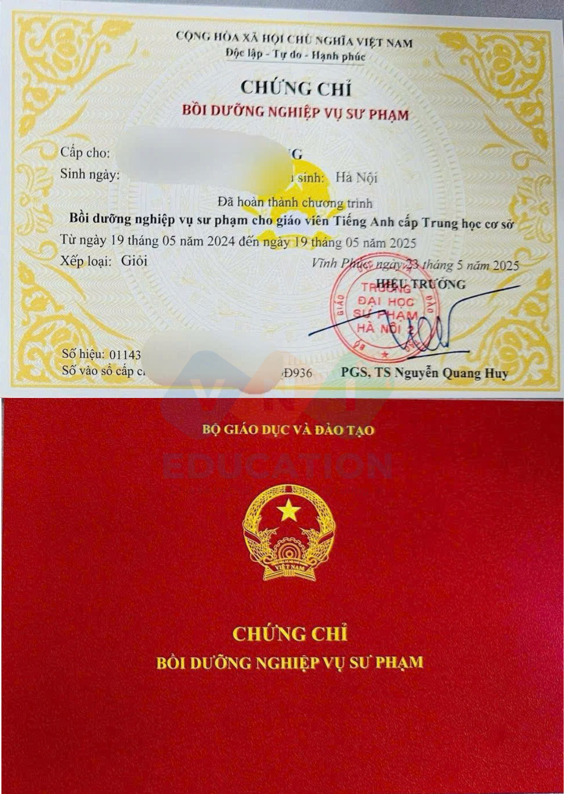 Chứng nhận Nghiệp vụ Sư phạm THCS