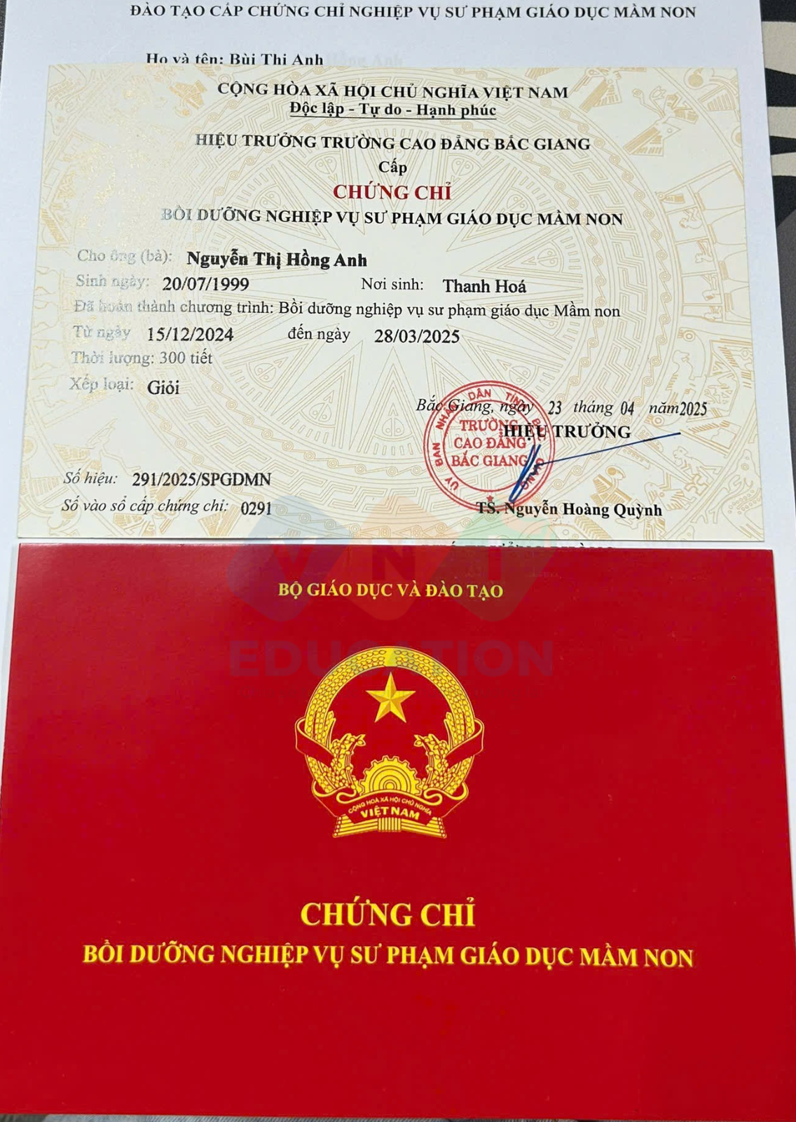 Chứng chỉ Nghiệp vụ Sư phạm Mầm non