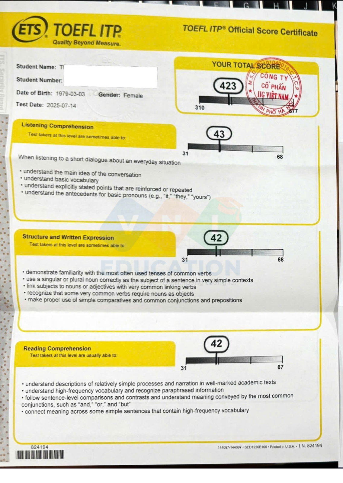 Chứng chỉ TOEFL