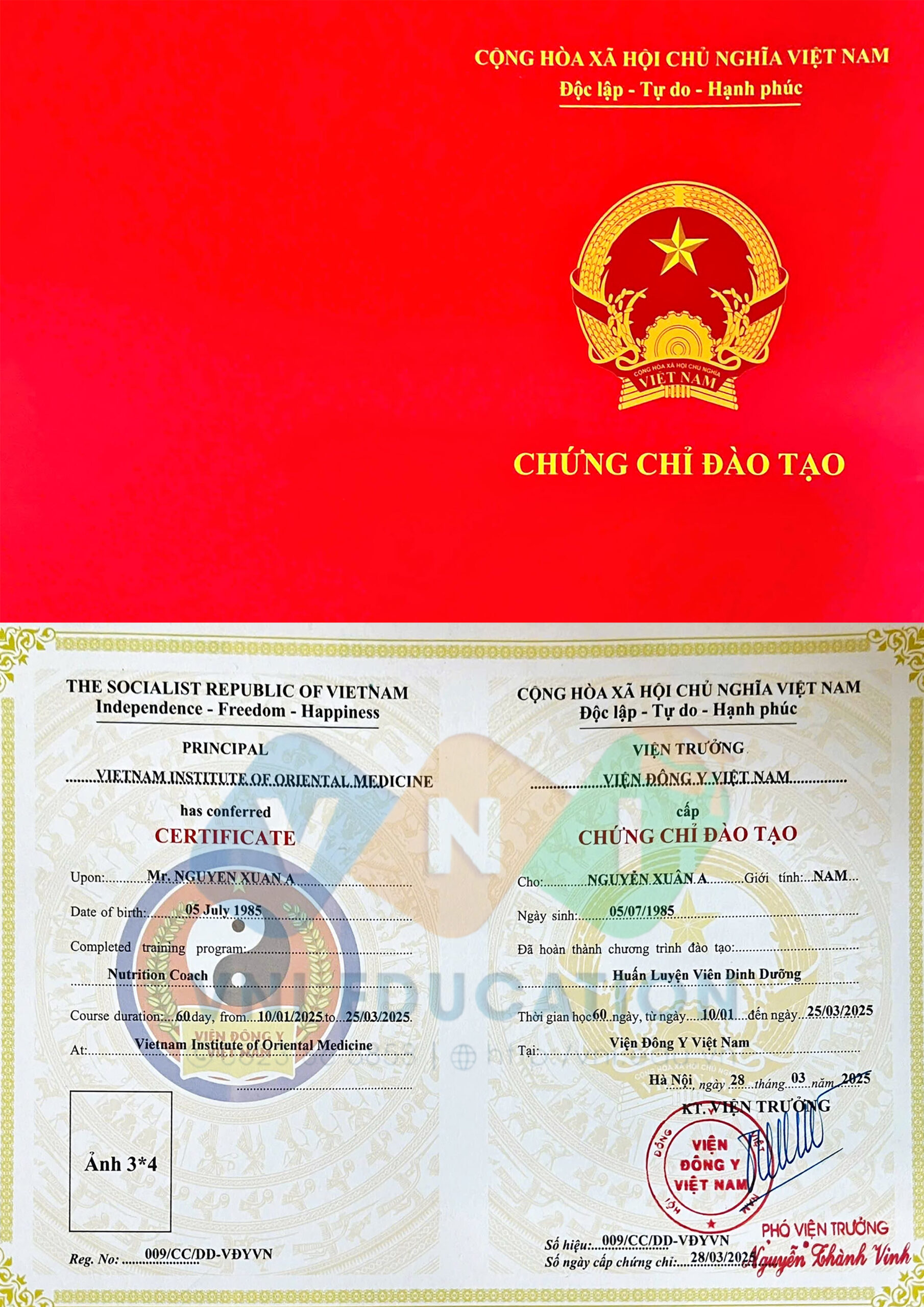 chứng chỉ HLV Dinh dưỡng