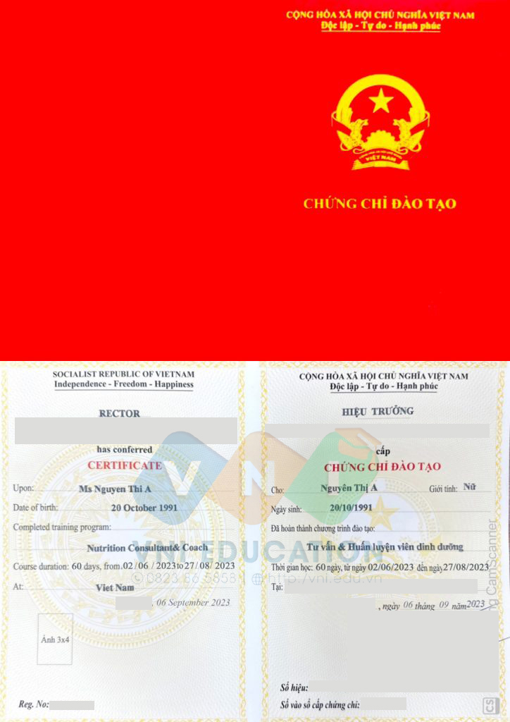 chứng chỉ huấn luyện viên dinh dưỡng