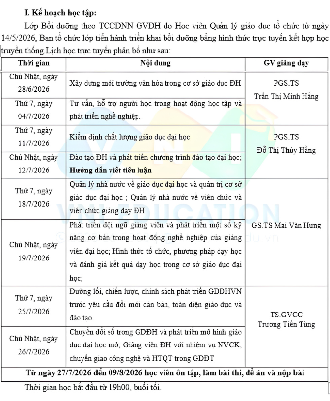 Bồi dưỡng chuẩn chức danh Giảng viên Đại học