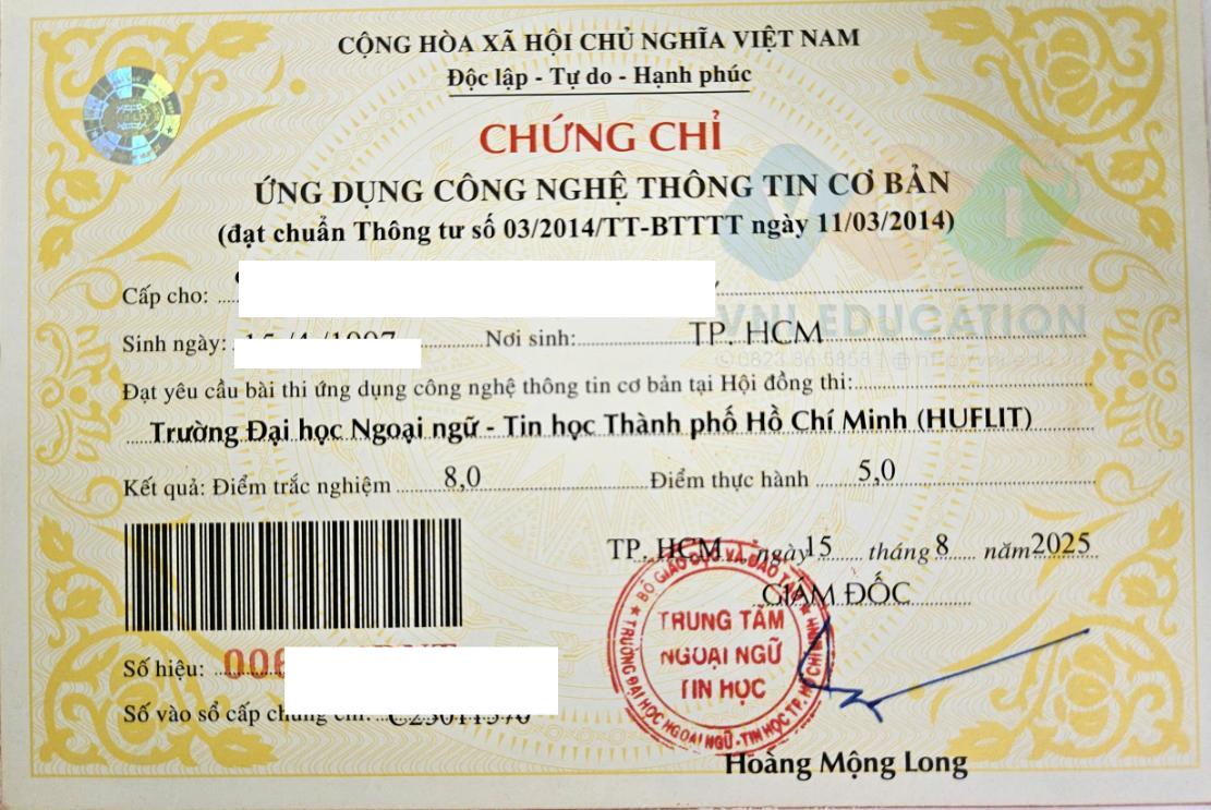 chứng chỉ ứng dụng cntt theo thông tư 03/2014