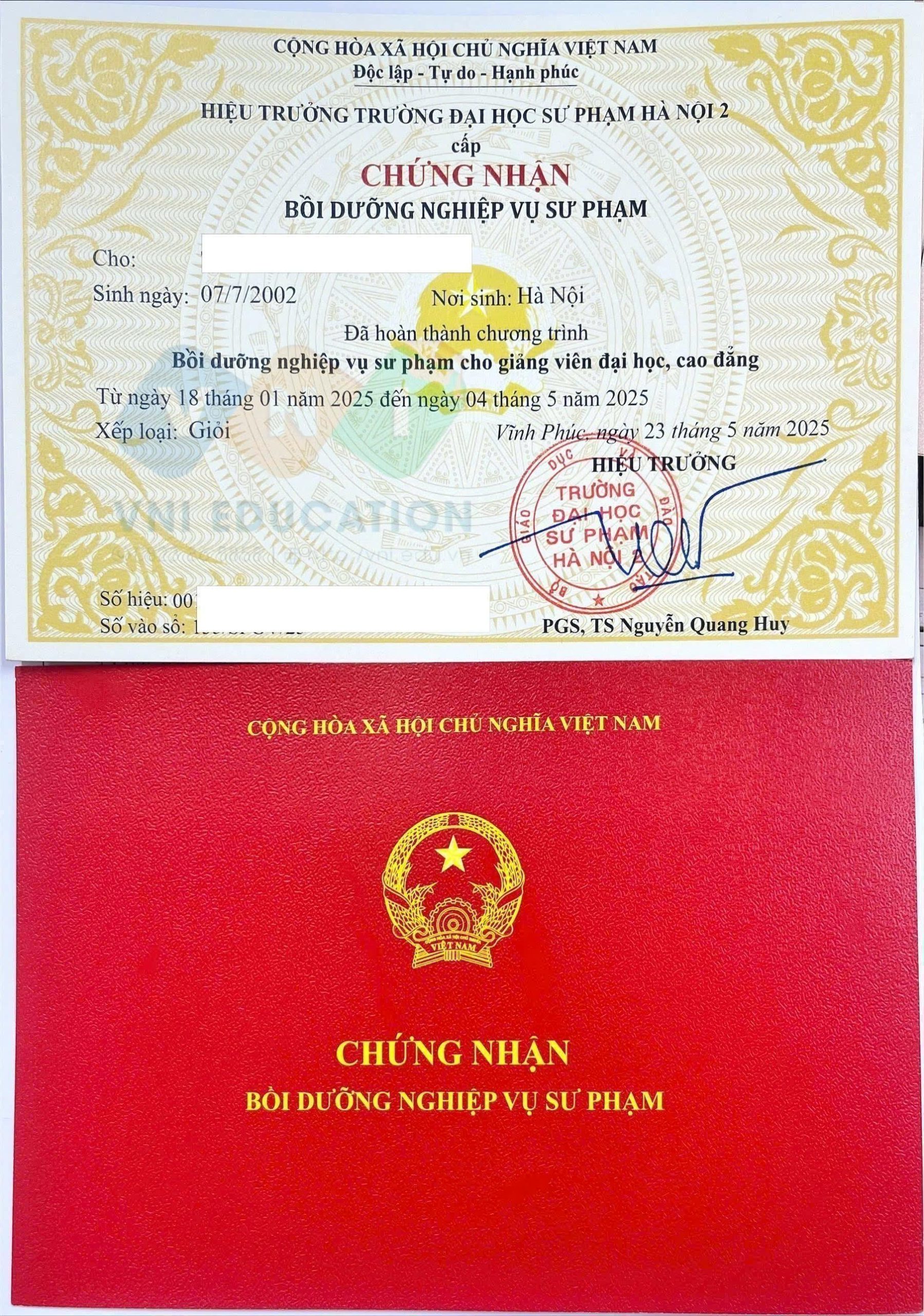 Chứng nhận Nghiệp vụ sư phạm Giảng viên