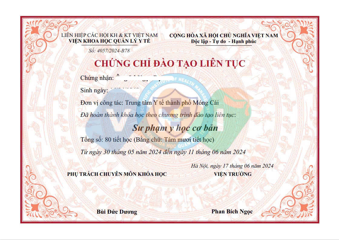 chứng chỉ sư phạm y học cơ bản