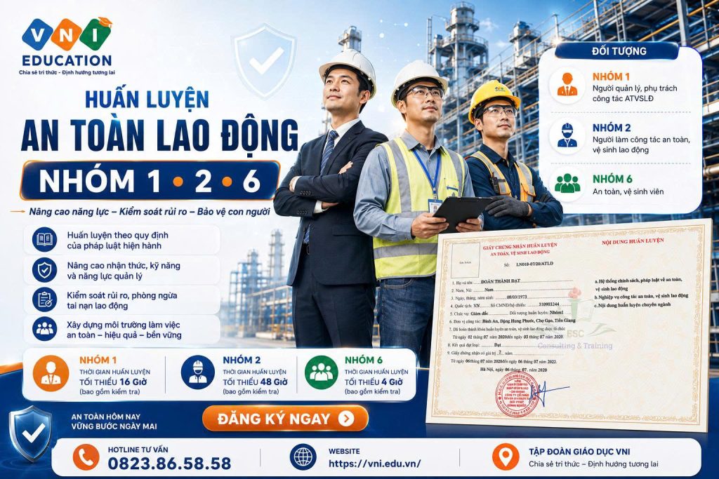 Huấn luyện An toàn lao động nhóm 1, 2, 6